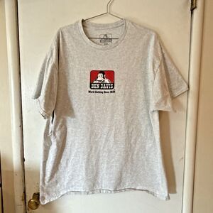 Ben Davis Graphic Logo T-Shirt Heather Grey Workwear 100% Cotton| Men's XXL